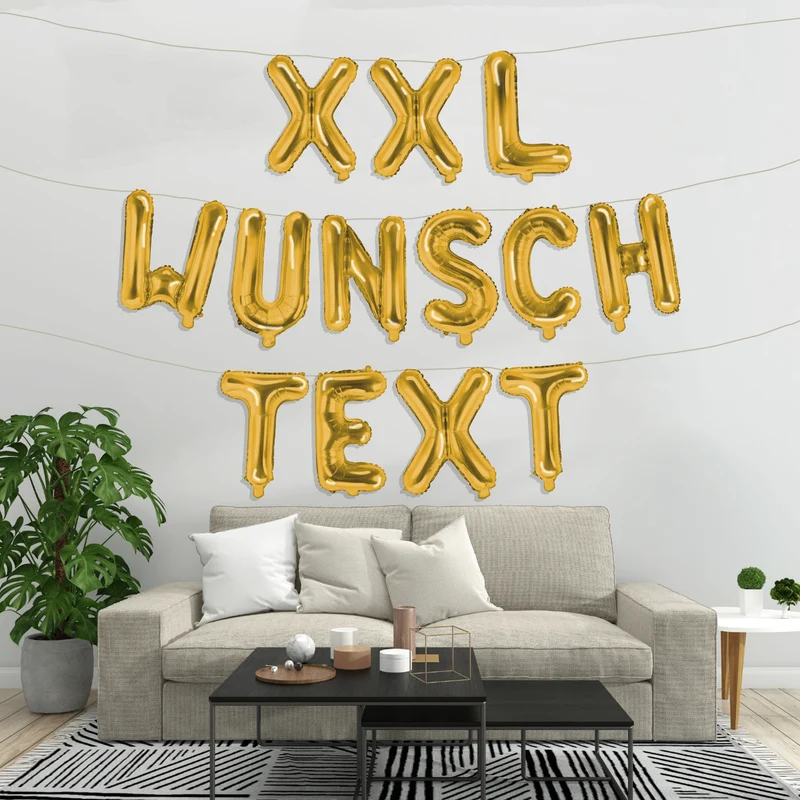 Dein Ballon-Wunschtext mit XXL-Folienballons Gold