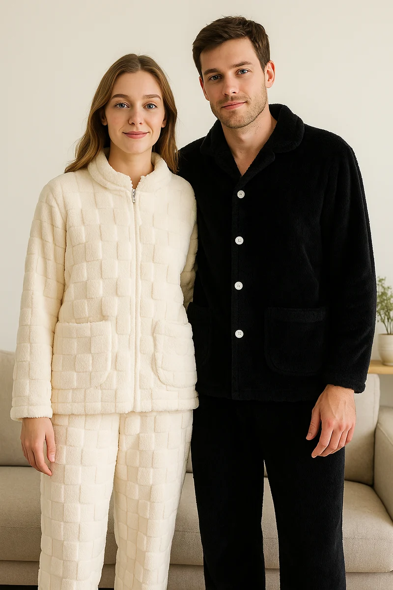 Weiß-schwarzer Pyjama für Pärchen