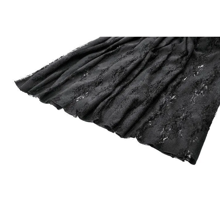 Damen Gothic Rüschen Samt Transparenter Spitzen Maxirock