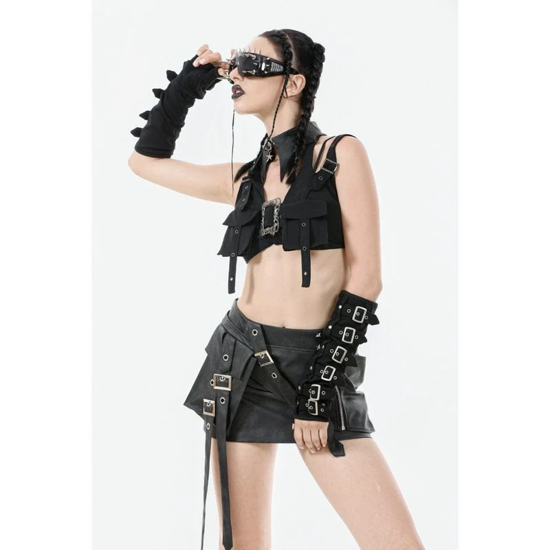 Damen-Utility-Weste mit Punk-Schnalle