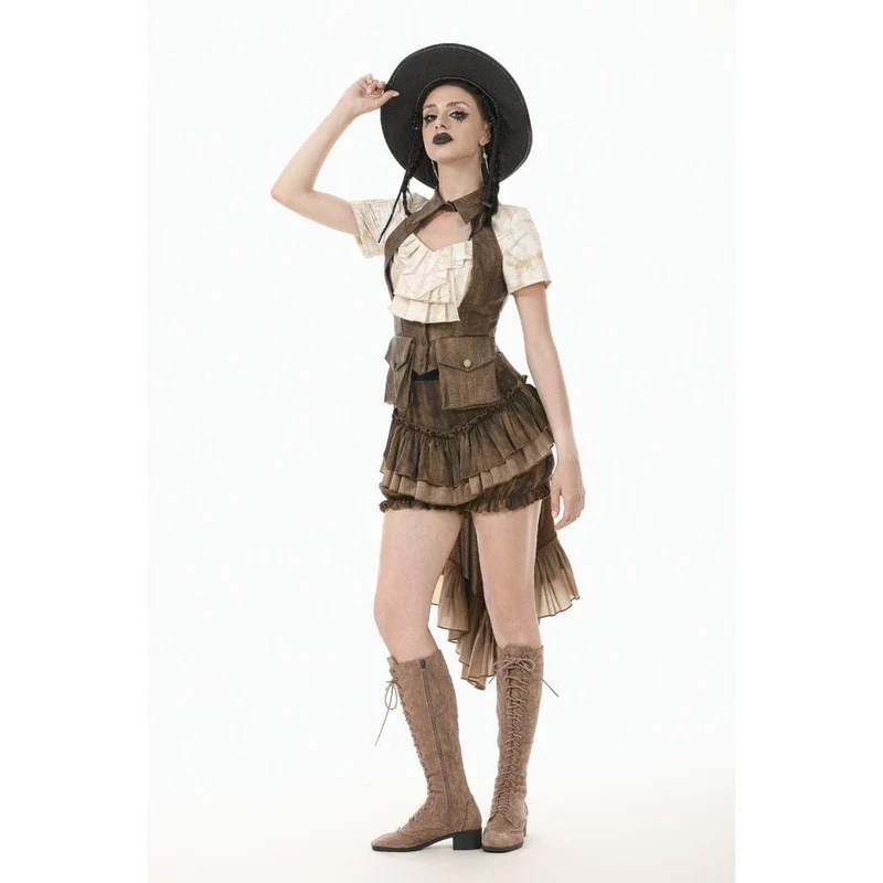 Steampunk-Utility-Weste für Damen mit Cargotaschen
