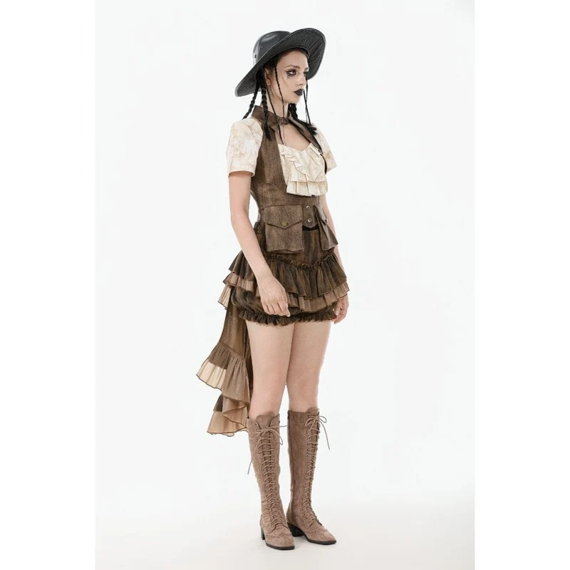 Steampunk-Utility-Weste für Damen mit Cargotaschen