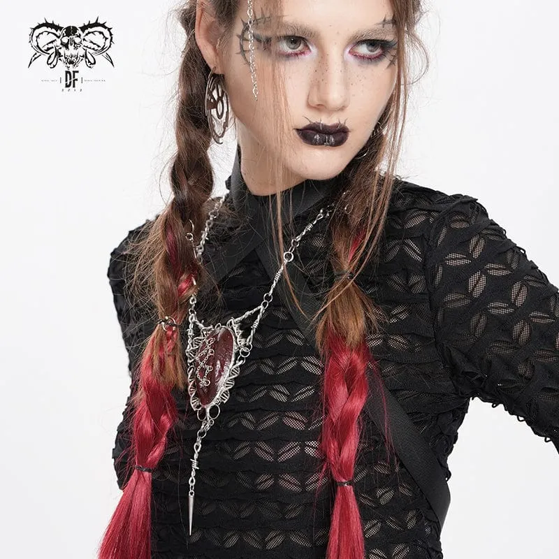 Damen Punk Kette Rot Anhänger Halskette