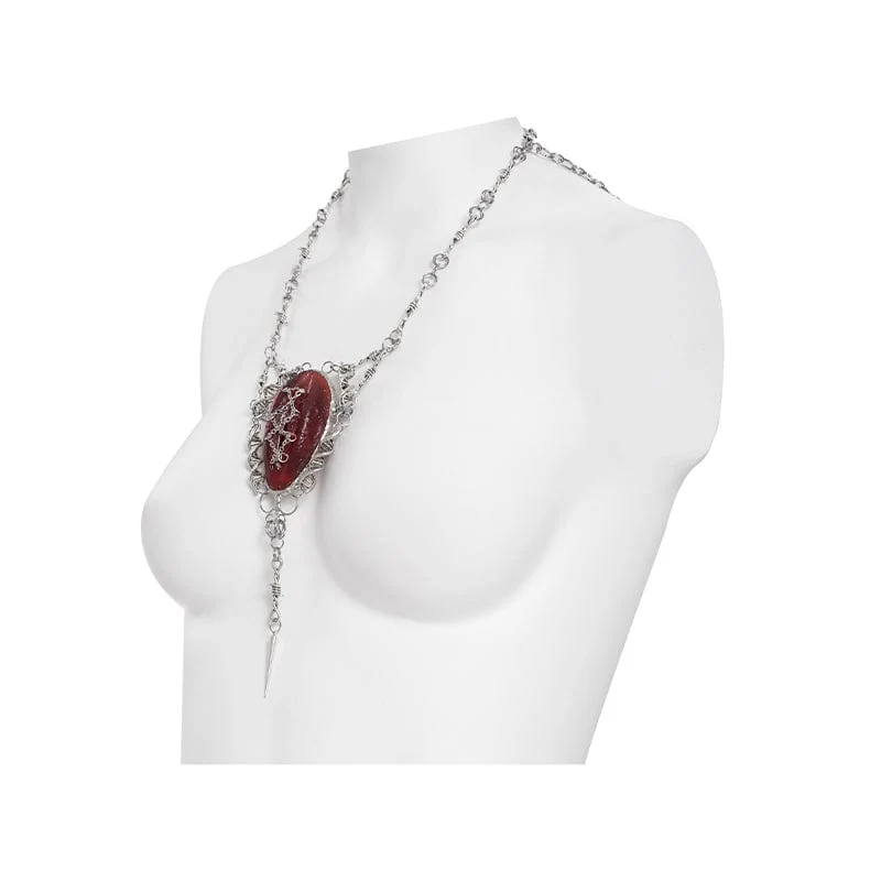 Damen Punk Kette Rot Anhänger Halskette