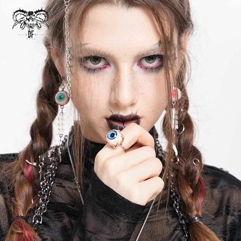 Punk-Ring mit blauem Augapfel für Damen