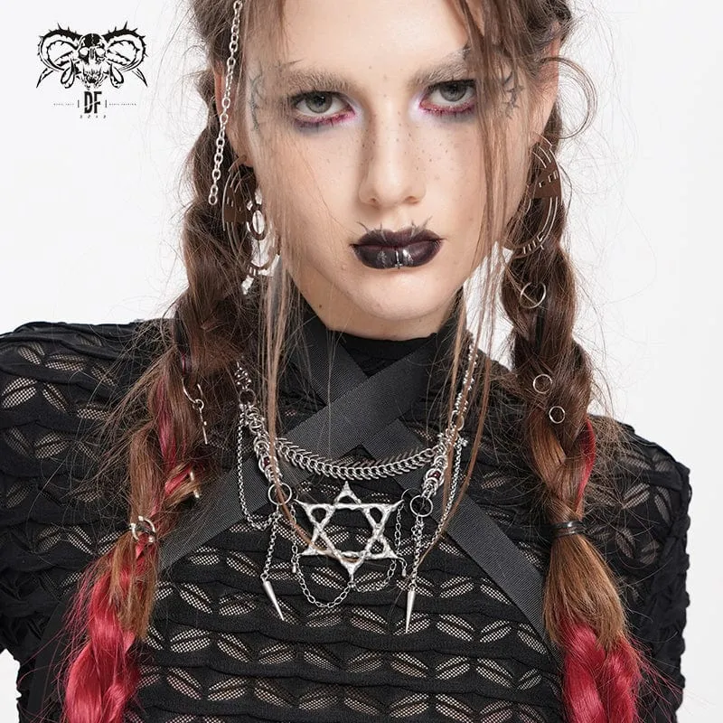 Damen Punk Kette Hexagramm Fischgräten Halskette