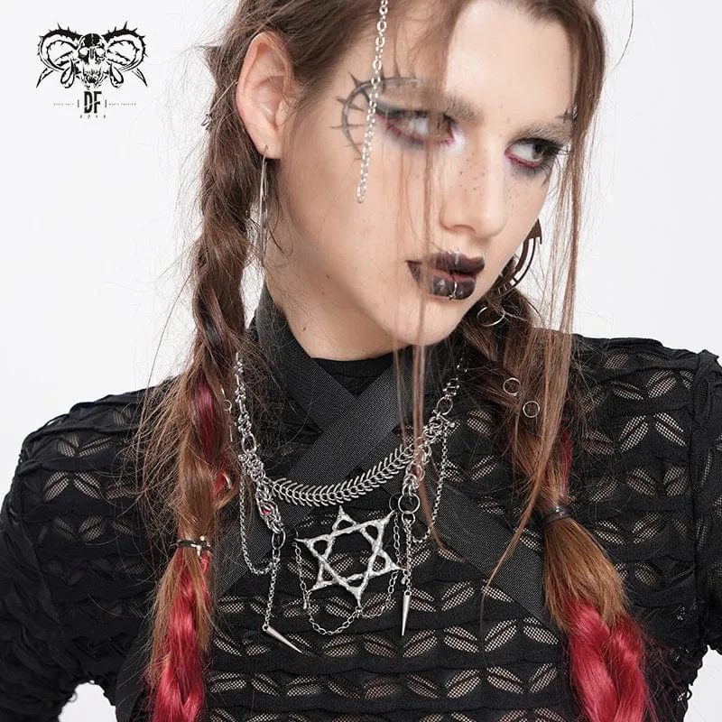 Damen Punk Kette Hexagramm Fischgräten Halskette