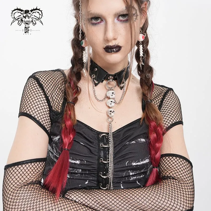 Damen Punk Totenkopf Nieten Kette Choker