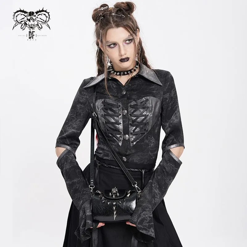 Damen Punk Totenkopf Nieten Kette Tasche