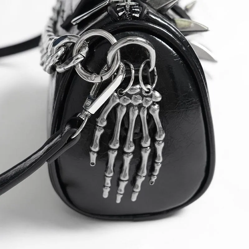 Damen Punk Totenkopf Nieten Kette Tasche