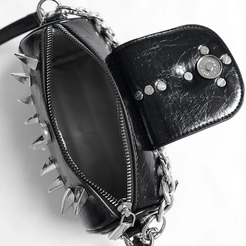 Damen Punk Totenkopf Nieten Kette Tasche