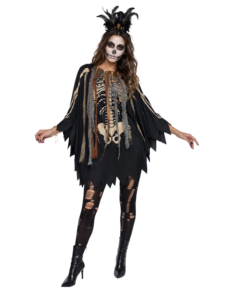 Voodoo Skelett Schamane Poncho