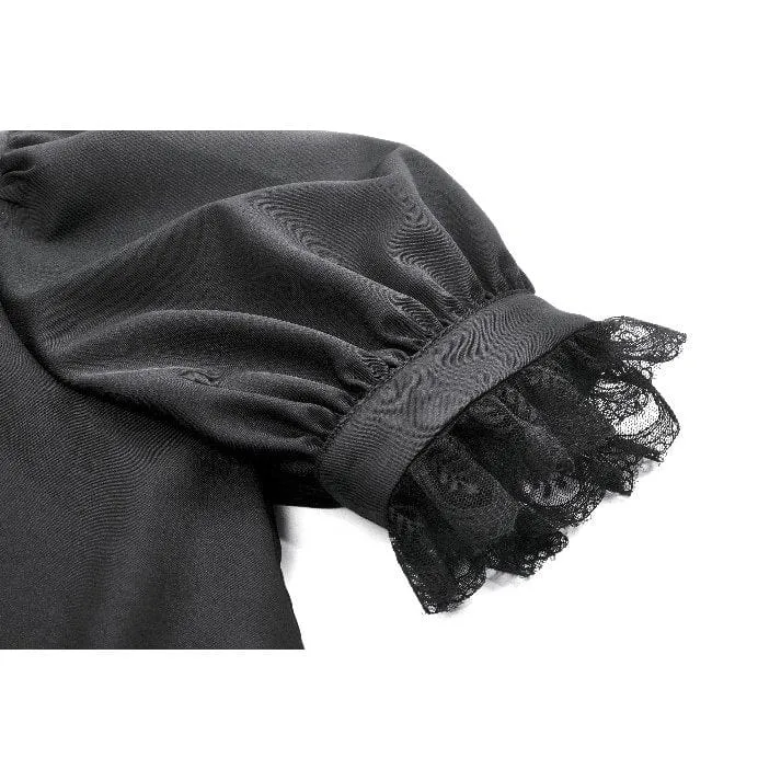 Gothic-Hemd mit Puffärmeln und Spitzenkrawatte für Damen