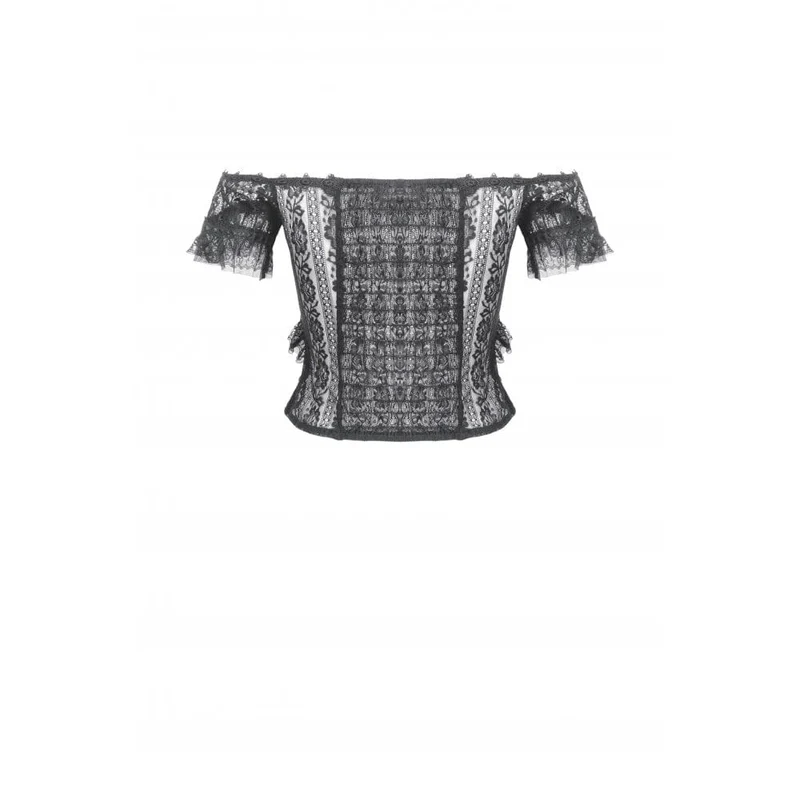 Gothic-Top mit schulterfreiem Rüschen und Spitze für Damen