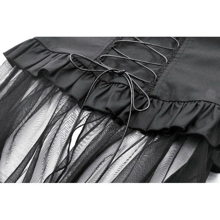 Punk-Rock mit hoher Taille und Schnürung im High/Low-Mesh-Stil für Damen