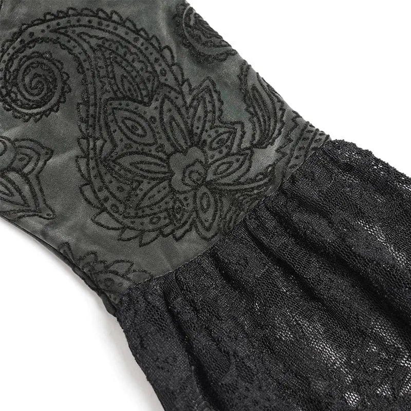 Gothic-Rüschen-Shirt mit unregelmäßigem schulterfreiem Schnitt für Damen