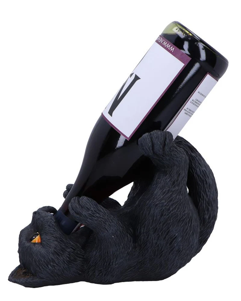 Schwarze Katze Weinflaschenhalter 24cm