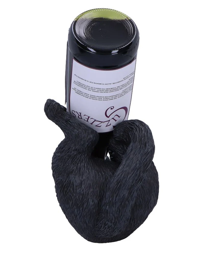 Schwarze Katze Weinflaschenhalter 24cm