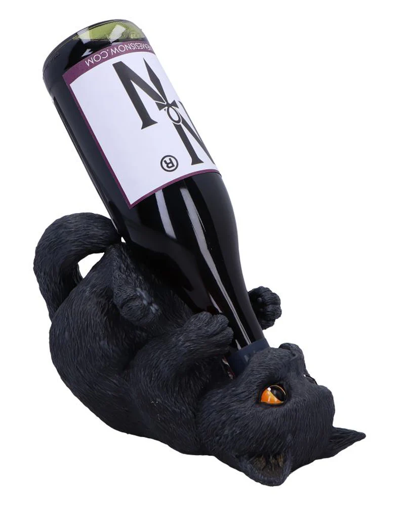 Schwarze Katze Weinflaschenhalter 24cm