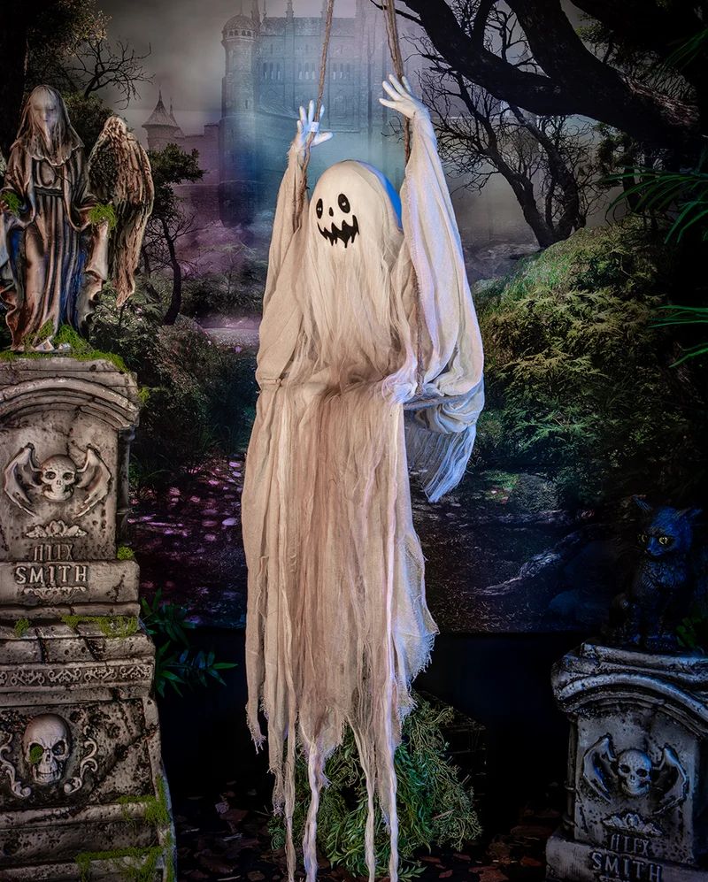 Spooky Fetzengeist auf Schaukel Halloween Animatronic 120cm