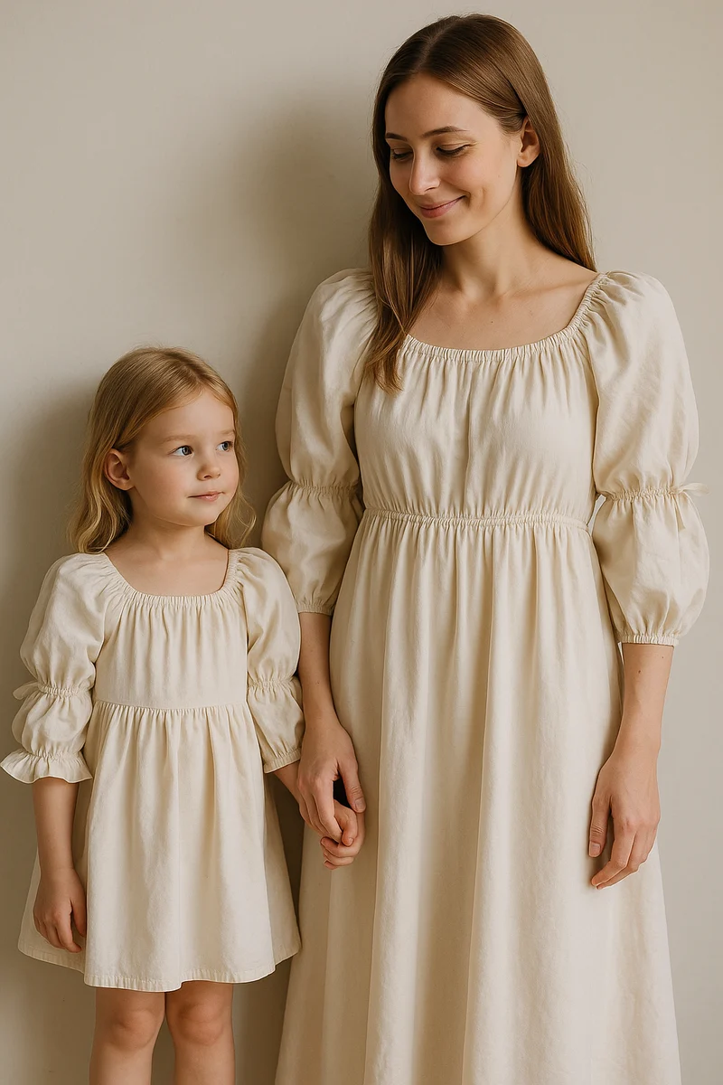 Mutter Tochter Kleid Weiß