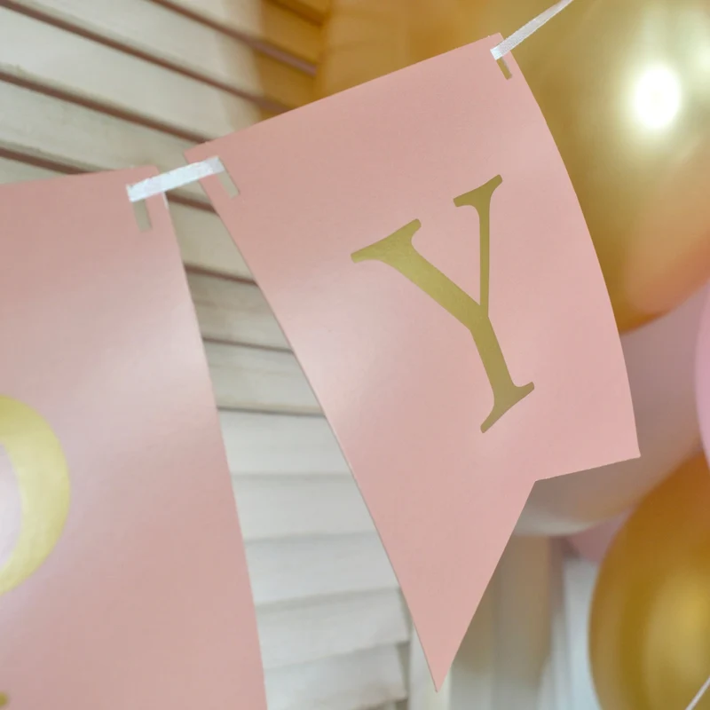 Papiergirlande "Happy Birthday" Roségold