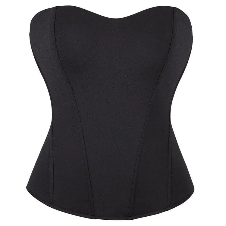 Gothic-Vollbrustkorsett für Damen in Volltonfarbe und elastischem Material