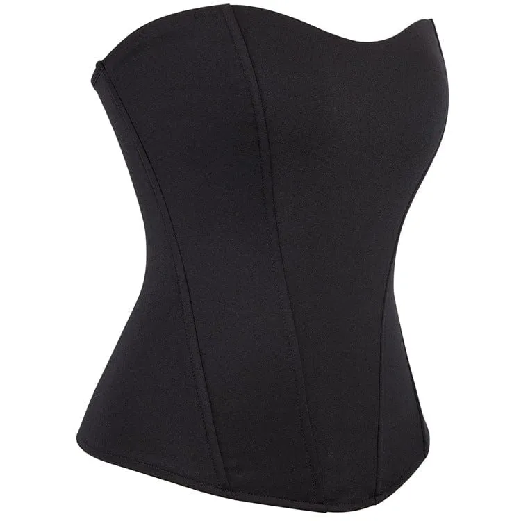 Gothic-Vollbrustkorsett für Damen in Volltonfarbe und elastischem Material