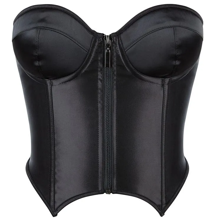 Gothic-Überbrustkorsett mit Fledermaussaum und Reißverschluss für Damen
