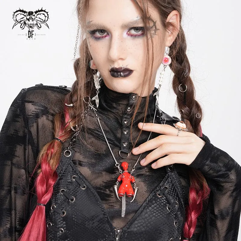 Damen Punk Kette Seltsame Sci-Fi Alien Halskette Rot