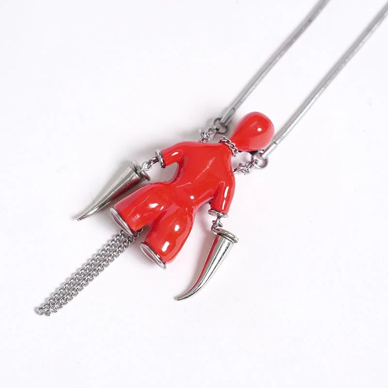 Damen Punk Kette Seltsame Sci-Fi Alien Halskette Rot