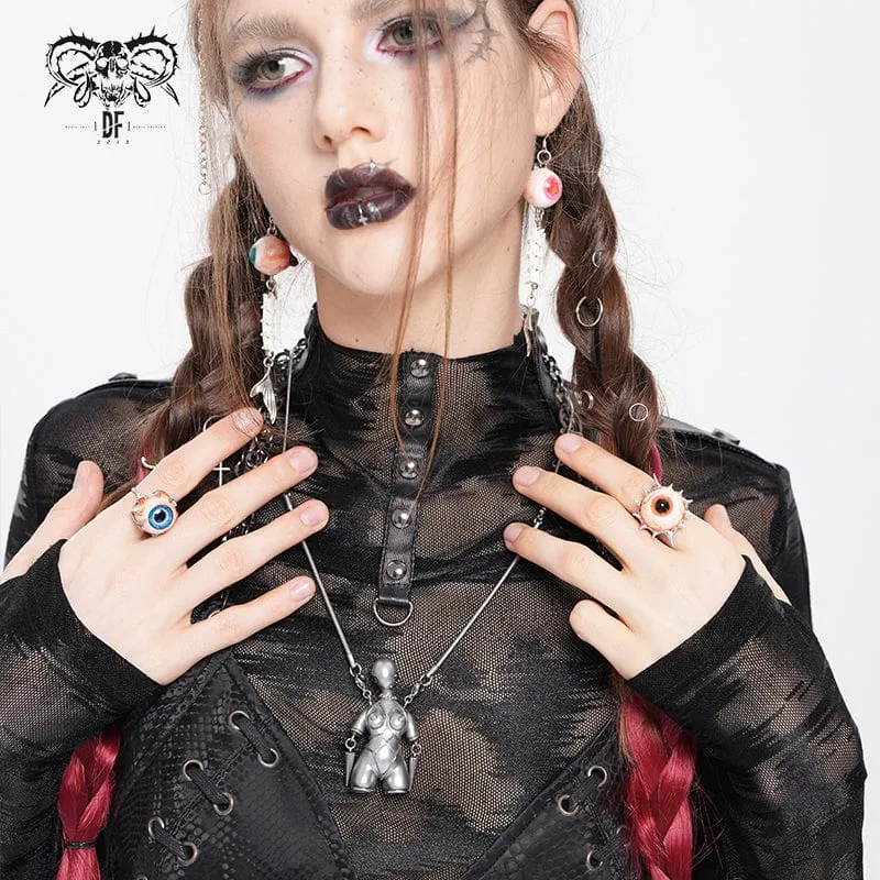 Damen Punk Bound Weird Sci-Fi Alien Halskette Silber Grau
