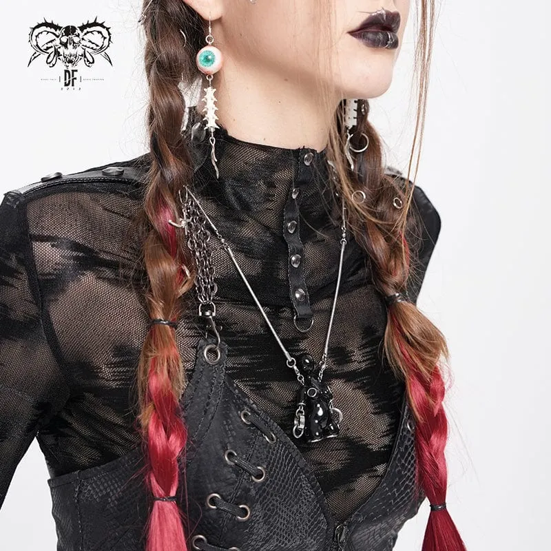 Damen Punk Sci-Fi Seltsame Alien Halskette Schwarz