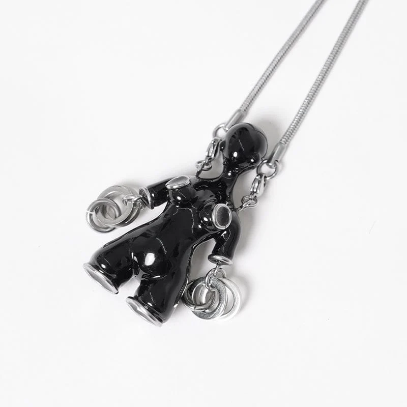 Damen Punk Sci-Fi Seltsame Alien Halskette Schwarz