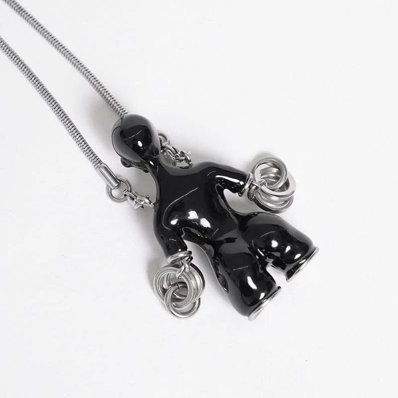 Damen Punk Sci-Fi Seltsame Alien Halskette Schwarz