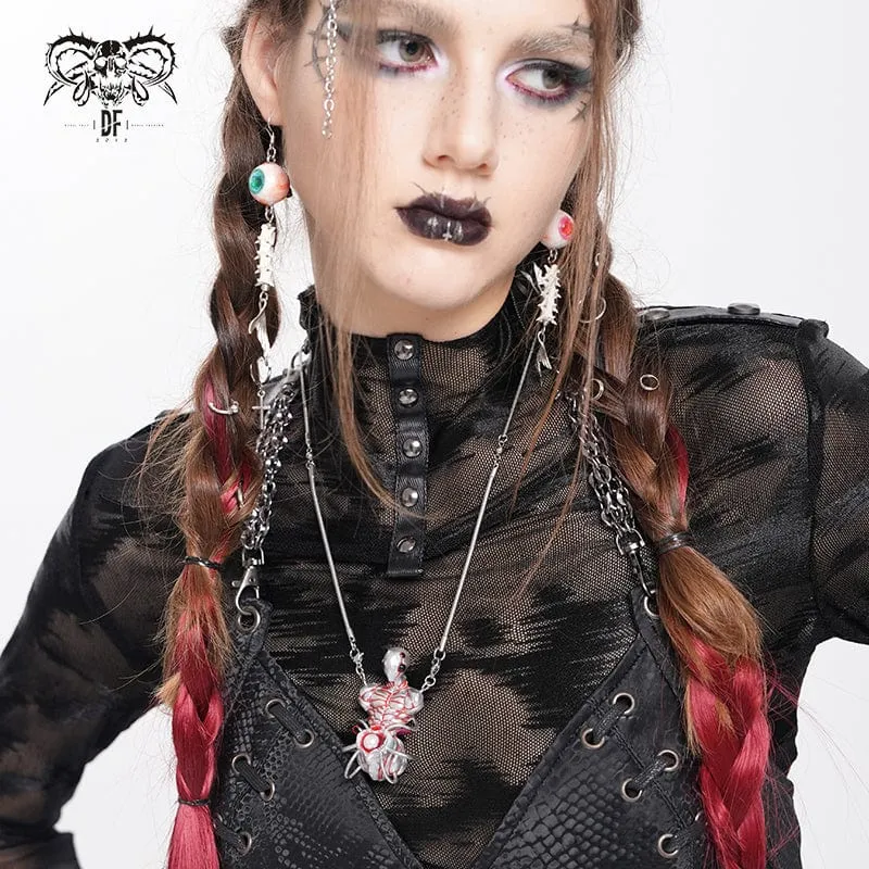 Weirdcore Alien Mechanische Elemente Halskette für Damen Silber Grau