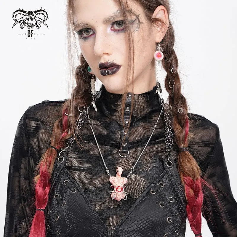 Weirdcore Alien Mechanische Elemente Halskette für Damen Rosa