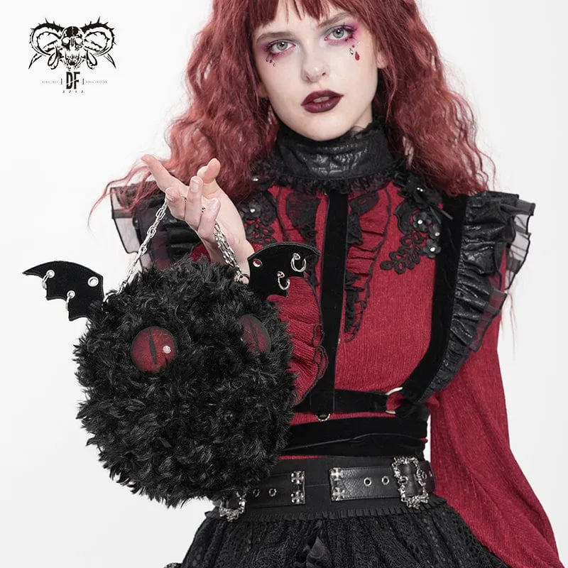 Flauschige Gothic-Kettentasche im Fledermaus-Stil für Damen