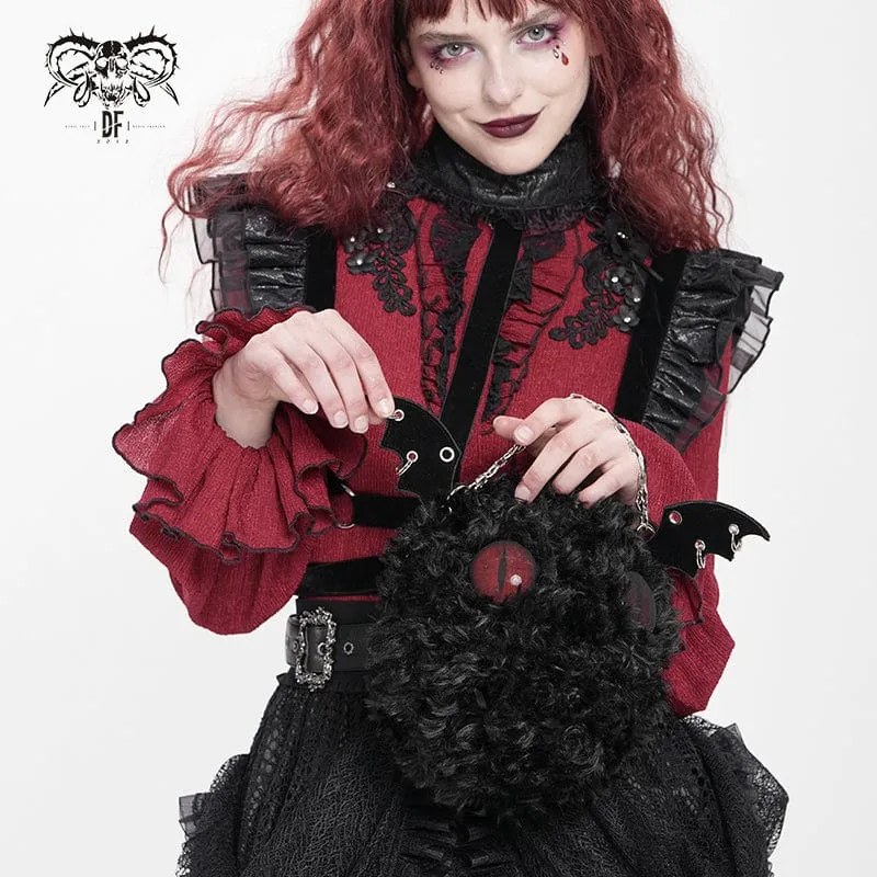 Flauschige Gothic-Kettentasche im Fledermaus-Stil für Damen