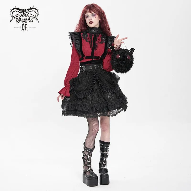 Flauschige Gothic-Kettentasche im Fledermaus-Stil für Damen