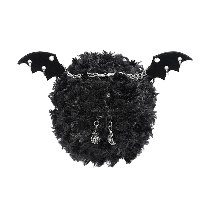 Flauschige Gothic-Kettentasche im Fledermaus-Stil für Damen