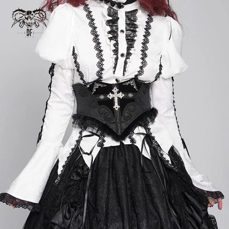 Gothic-Unterbrustkorsett mit Häkeldetails und Schnürung für Damen