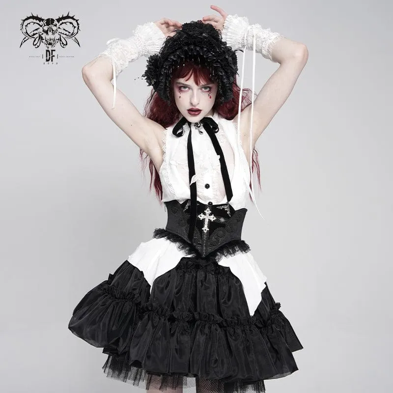 Gothic-Unterbrustkorsett mit Häkeldetails und Schnürung für Damen