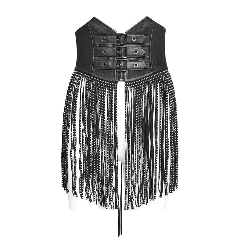 Gothic-Unterbrustkorsett mit Schnallenriemen und Quasten für Damen