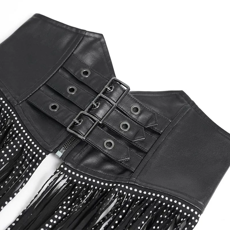 Gothic-Unterbrustkorsett mit Schnallenriemen und Quasten für Damen