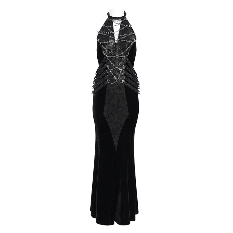 Punk-Brautkleid mit Nieten, Kettenriemen und Neckholder