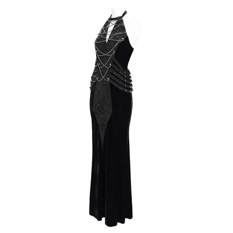 Punk-Brautkleid mit Nieten, Kettenriemen und Neckholder