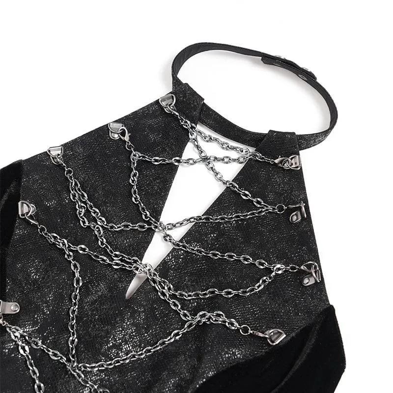 Punk-Brautkleid mit Nieten, Kettenriemen und Neckholder