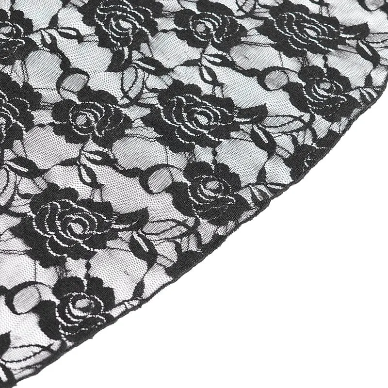 Gothic-Rock mit Blumenmuster und Rosenkette für Damen, Fischschwanz-Rock, Lila
