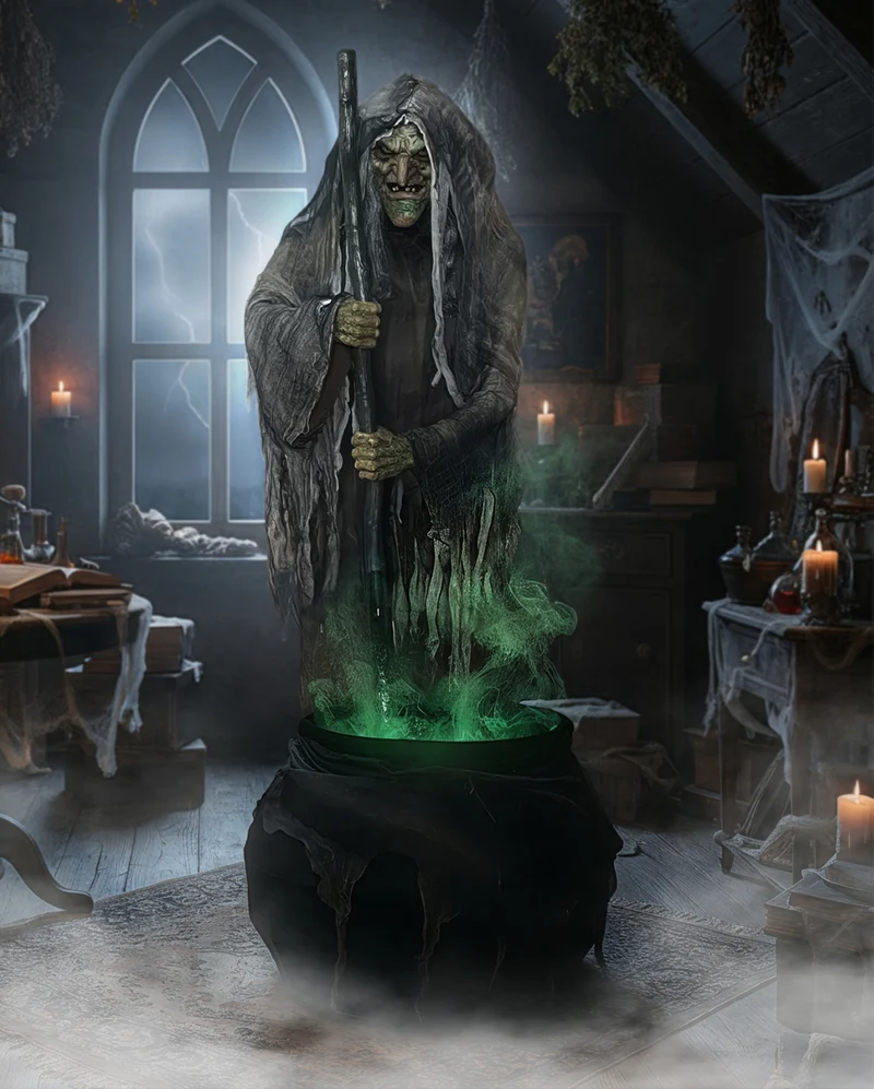 Noxara die Sumpfhexe Halloween Animatronic 162cm